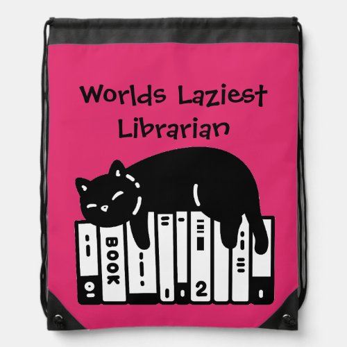 Cute Cat, Funny Cat,Worlds Laziest Librarian Drawstring Bag