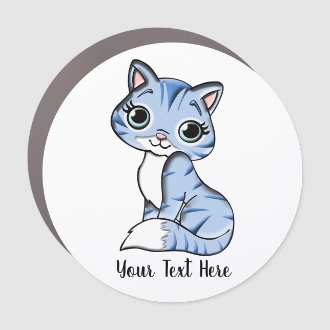 Cute Cat Funny Kitten Personalized Car Magnet (Front)