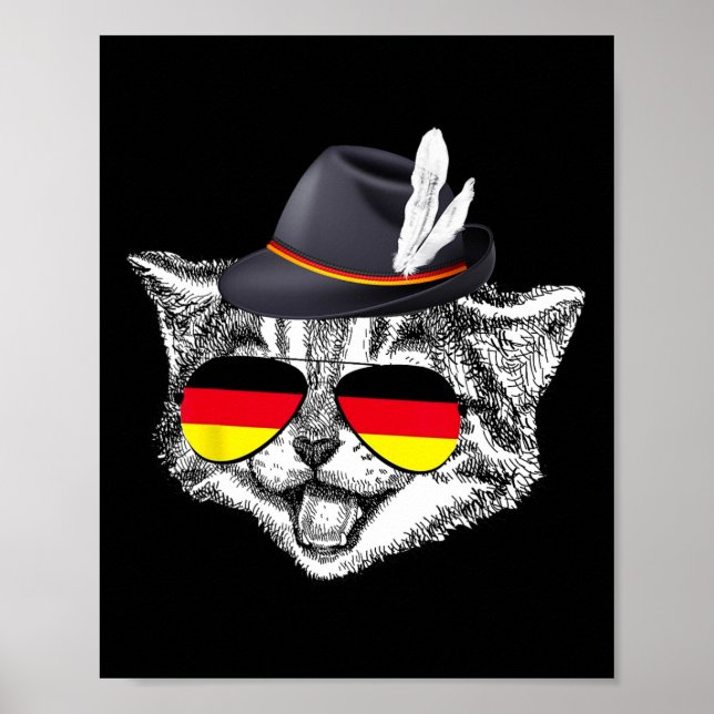 Cute Cat German Flag Pride Germany Festival  Poster (Front)