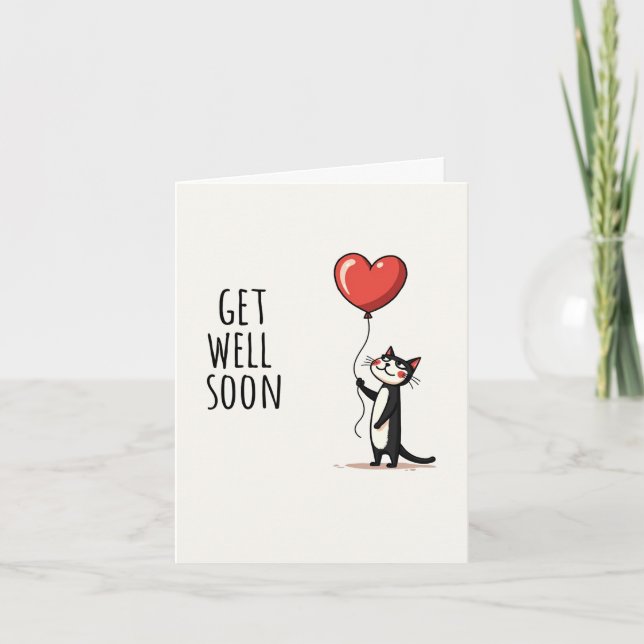 Cute Cat Get Well Soon Card (Front)