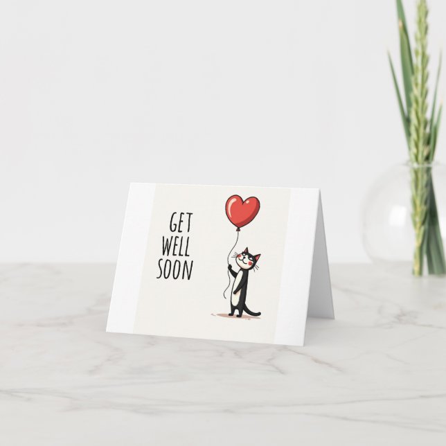 Cute Cat Get Well Soon Card (Front)