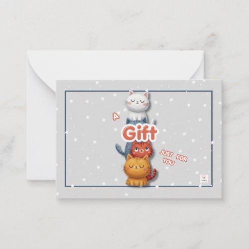 🎁Cute Cat Gift Card | Just For You Note Card . 🌟