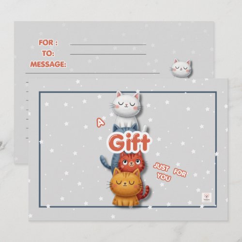 Cute Cat Gift Card | Just For You Note Card