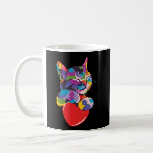 Cute Cat Gift For Kitten Lovers Colorful Art Kitty Coffee Mug