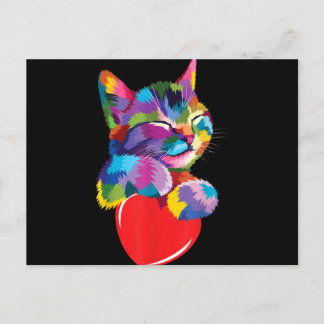 Cute Cat Gift for Kitten Lovers Colorful Art Kitty Holiday Postcard