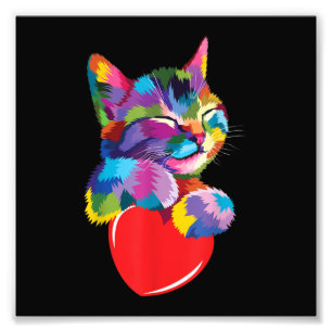 Cute Cat Gift for Kitten Lovers Colorful Art Kitty Photo Print