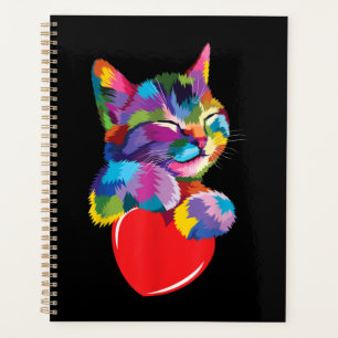 Cute Cat Gift for Kitten Lovers Colorful Art Kitty Planner
