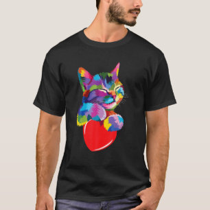 Cute Cat Gift For Kitten Lovers Colorful Art Kitty T-Shirt