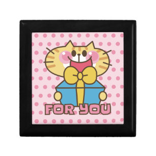 Cute Cat Gift Surprise Pink Polka Dot Funny Quote Box
