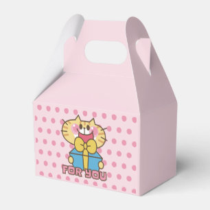 Cute Cat Gift Surprise Pink Polka Dot Funny Quote Favor Boxes