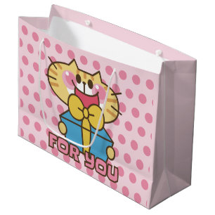 Cute Cat Gift Surprise Pink Polka Dot Funny Quote Large Gift Bag