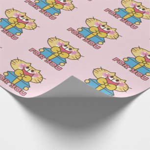 Cute Cat Gift Surprise Pink Polka Dot Funny Quote Wrapping Paper