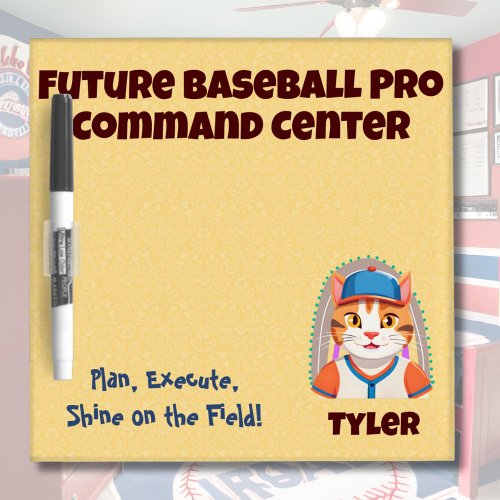 Cute Cat Gifts for Baseball Players Lovers Boys Dry Erase Board