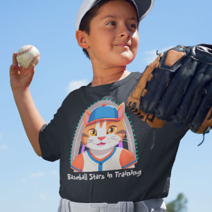 Cute Cat Gifts for Baseball Players Lovers Boys T-Shirt