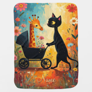 Cute Cat Giraffe Baby Blanket