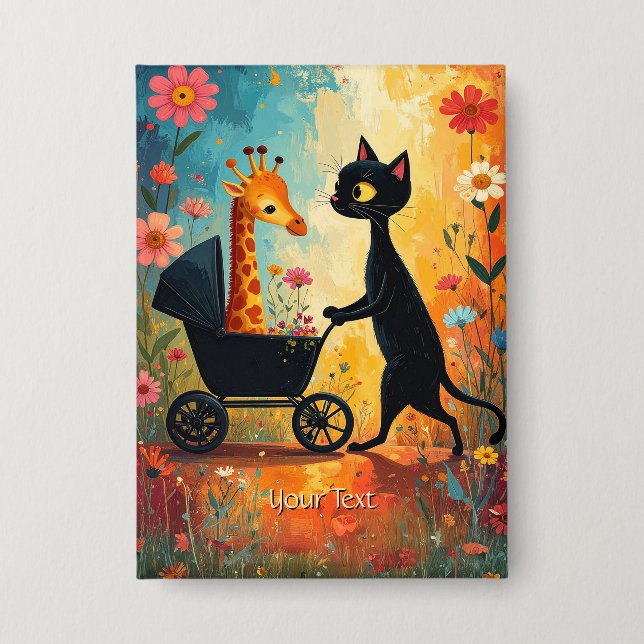 Cute Cat Giraffe Button (Front)