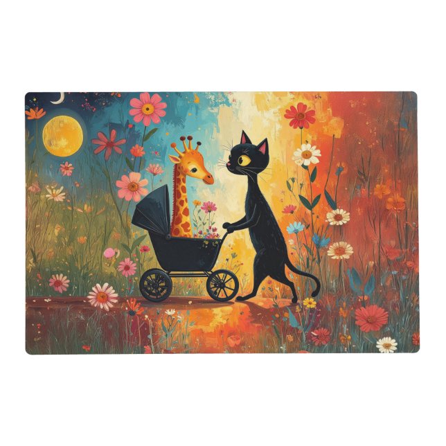 Cute Cat Giraffe Placemat (Front)