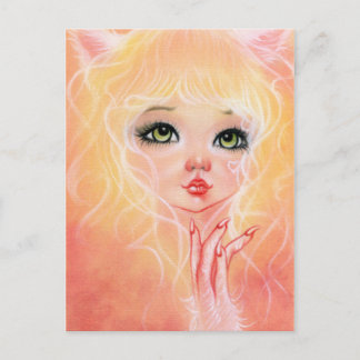 Cute Cat Girl Pink Postcard