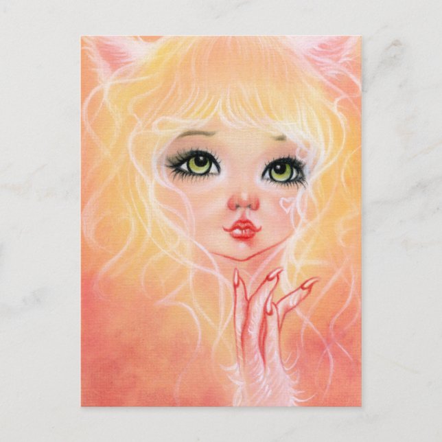 Cute Cat Girl Pink Postcard (Front)