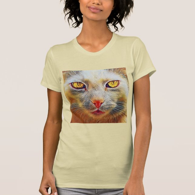 Cute Cat Golden Eyes T-Shirt (Front)