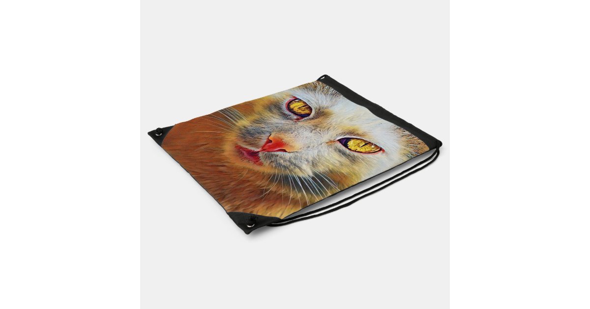 Cute Cat Golden Face Drawstring Backpack | Zazzle