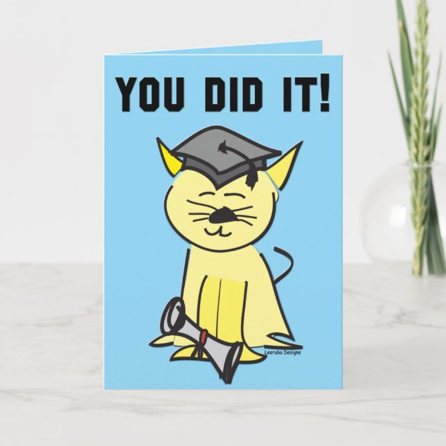 Cute Cat Graduation Card (Front)