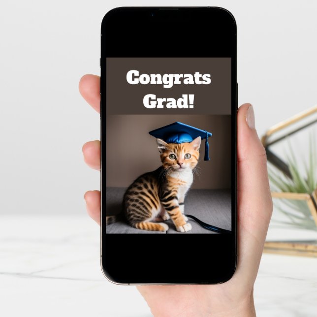 Cute Cat Graduation  Card (Front Digital)