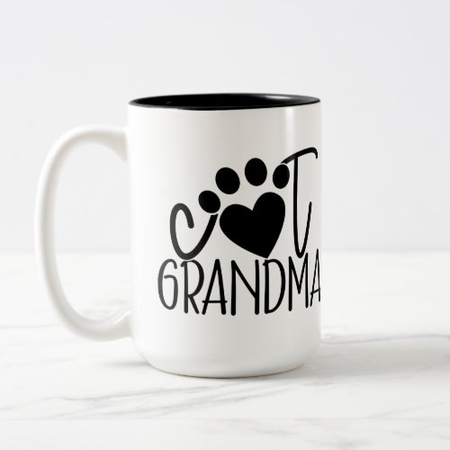 cute cat Grandma word art Two_Tone Coffee Mug