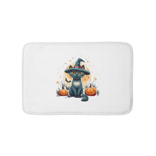 Cute cat graphics surrounded 1 bath mat