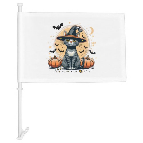 Cute cat graphics surrounded 1 car flag