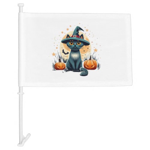 Cute cat graphics surrounded 1 car flag