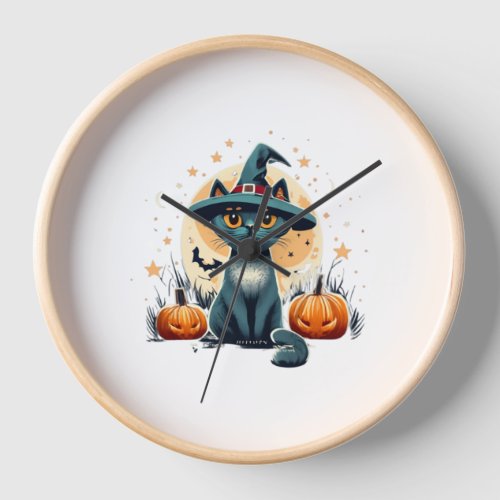 Cute cat graphics surrounded 1 clock