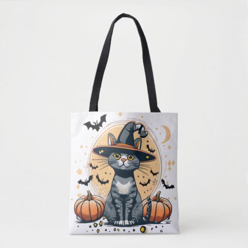 Cute cat graphics surrounded 1 tote bag