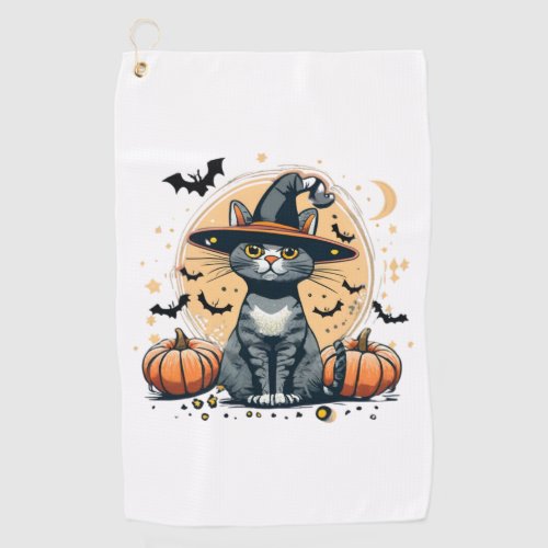 Cute cat graphics surrounded  golf towel