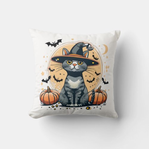 Cute cat graphics surrounded  throw pillow