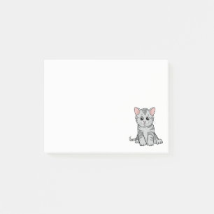 Cute Cat Gray Tabby Kitty Mom Cartoon Kitten Post-it Notes