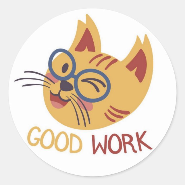 Cute Cat Great Job Sticker (Front)