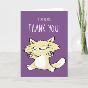 Cute Cat Greeting Cards Thank You Note Template