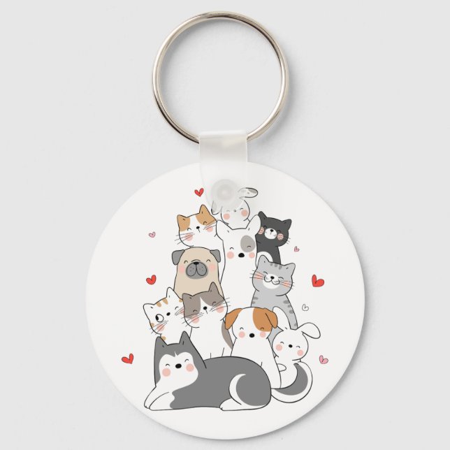 CUTE CAT GROUP | CAT LOVERS DESIGN BUY NOW  KEYCHAIN (Front)