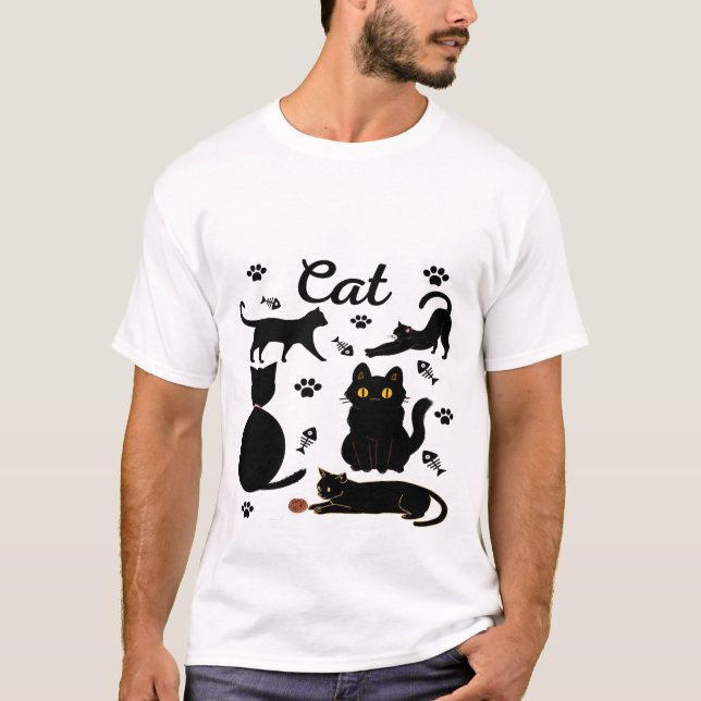 Cute cat group,funny cats,cat miaw lover,black cat T-Shirt (Front)