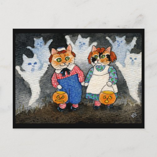 Cute Cat Halloween Art Costume Pumpkin Postcard