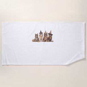 Cute Cat Halloween Kitty Halloween Animal Pet Men  Beach Towel