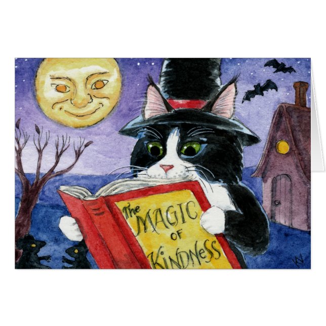 Cute Cat Halloween Witch Mouse Cards (Front Horizontal)