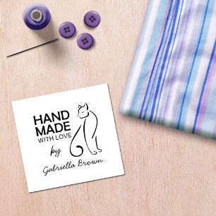 Cute Cat Handmade With Love Rubber Stamp