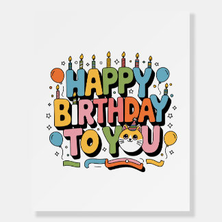 Cute Cat Happy Birthday Foam Board