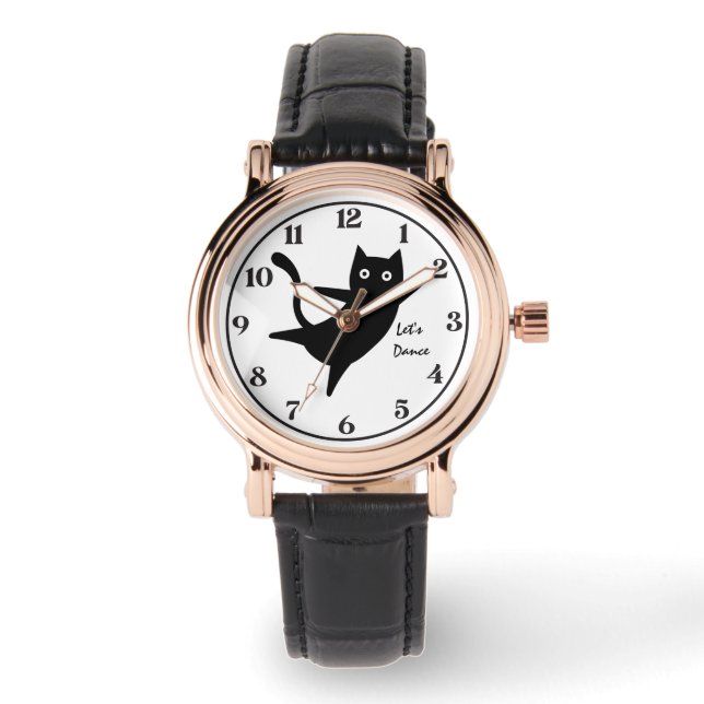 Cute Cat, Happy Cat,LetsDance, Modern, Simple  Watch (Front)