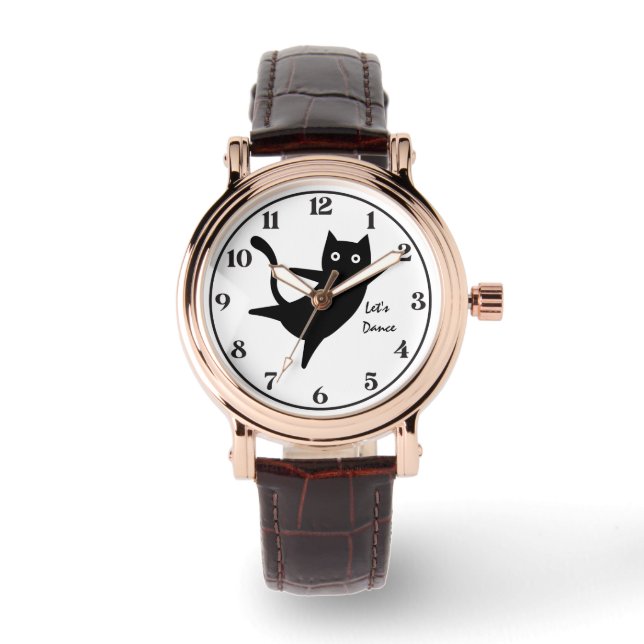 Cute Cat, Happy Cat,LetsDance, Modern, Simple  Watch (Front)
