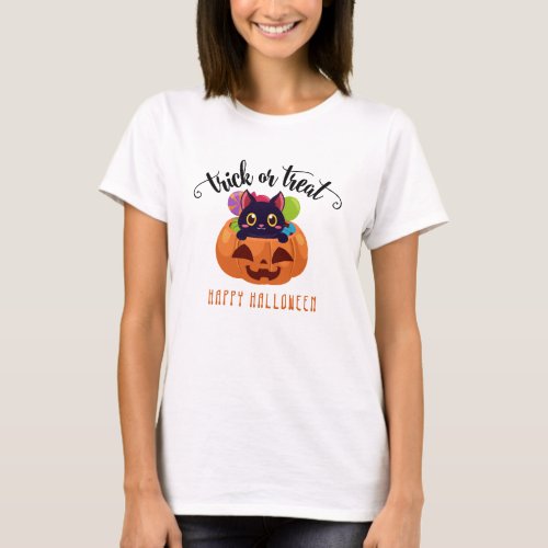 Cute Cat Happy Halloween Personalized T_Shirt
