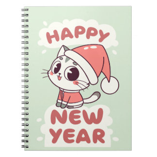 cute cat  happy new year notebook