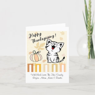 Cute Cat Happy Thanksgiving Letterpress Thank You Card